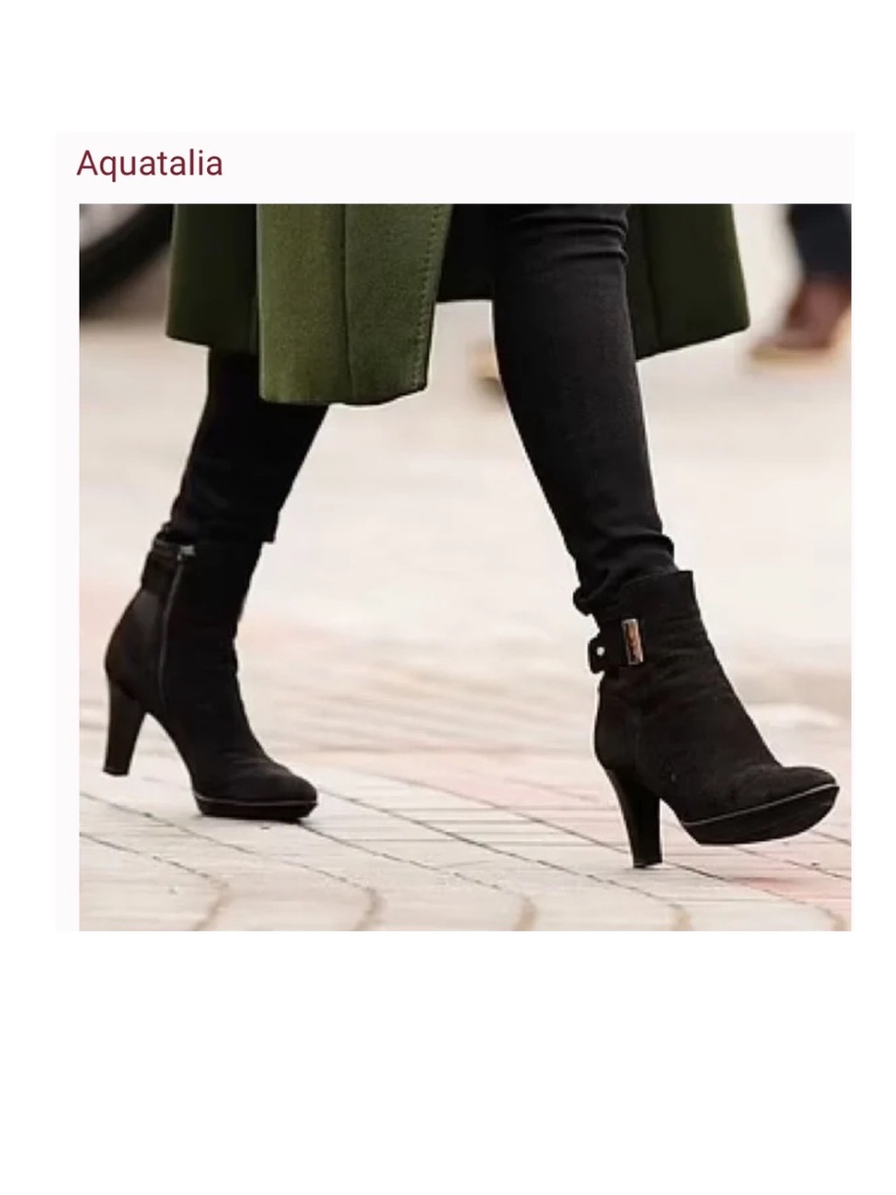 AQUATALIA Weatherproof black Suede leather winter boot knee high size zip Sz 9.5